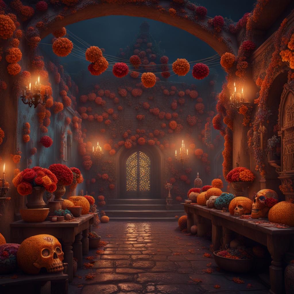 Detailed Dia de los Muertos Matte Painting