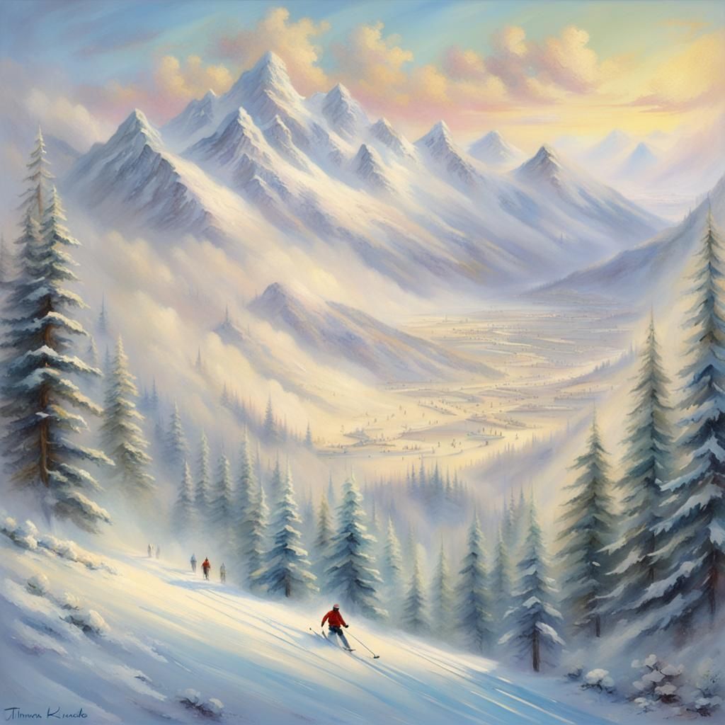 Alpine Ski Slope in Ethereal Fantasy Style