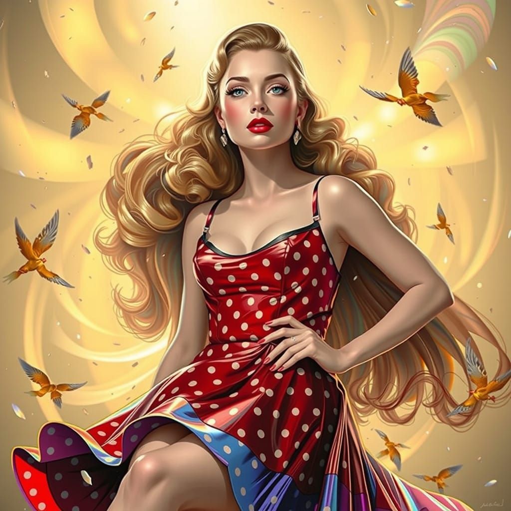 Vortex Pin-Up Girl in Radiant Holographic Vortex