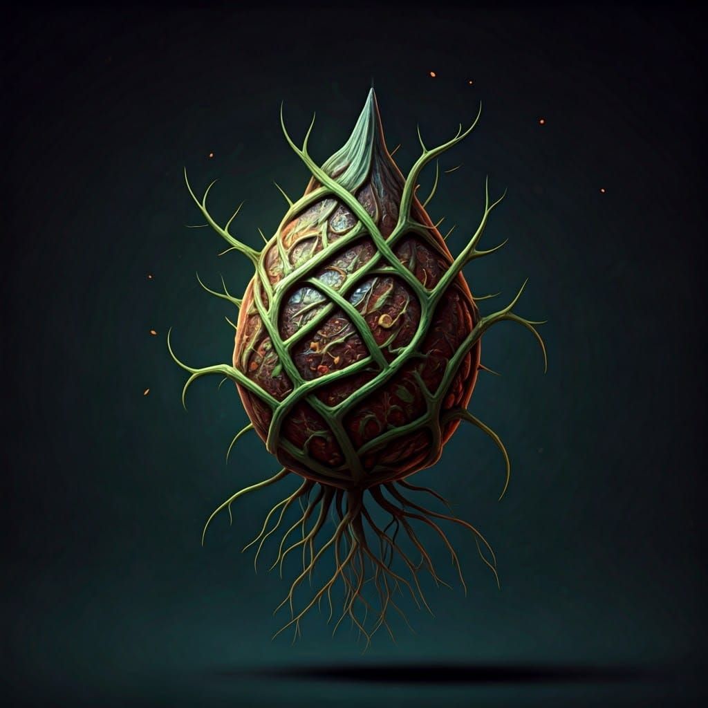 Living Seed with Writhing Roots and Protective Vines
