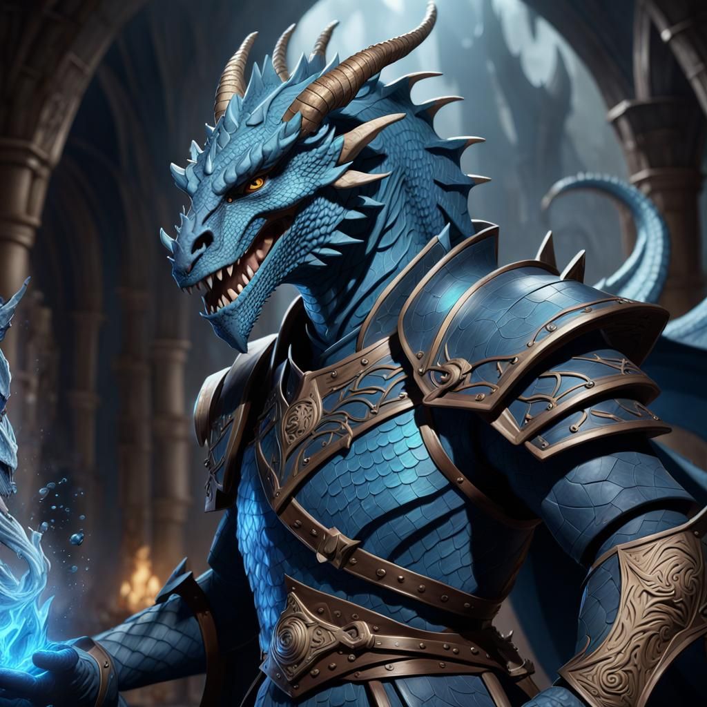 Dragonborn Sorcerer Casting Illusion Spell in Detailed Digit...