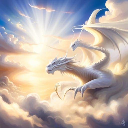 Ethereal White Dragon in Divine Light