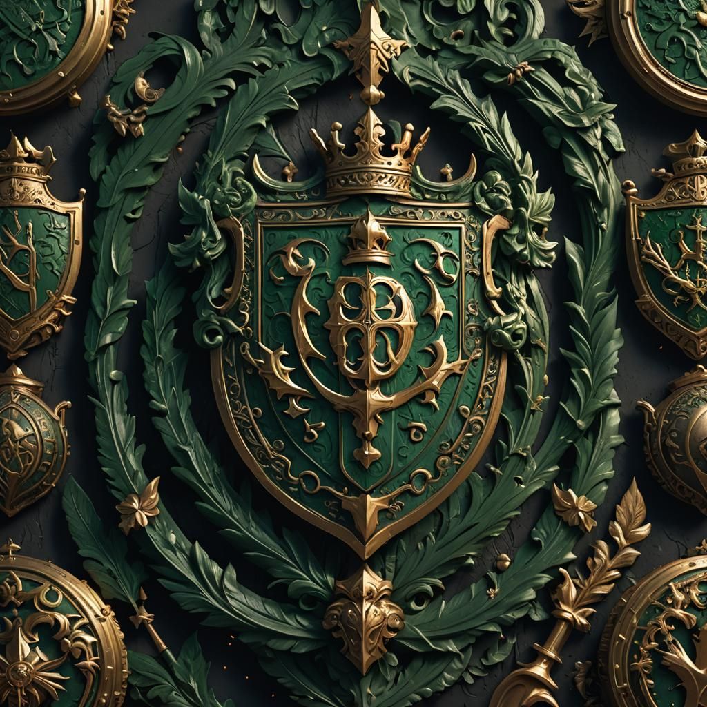 Medieval Coat of Arms with Fighter and Cleric Symbols