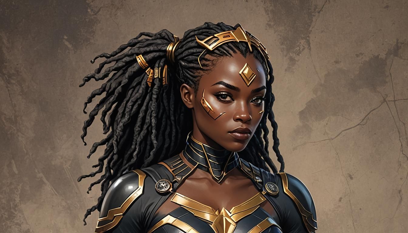 African Themed Female Superhero: Digital Art