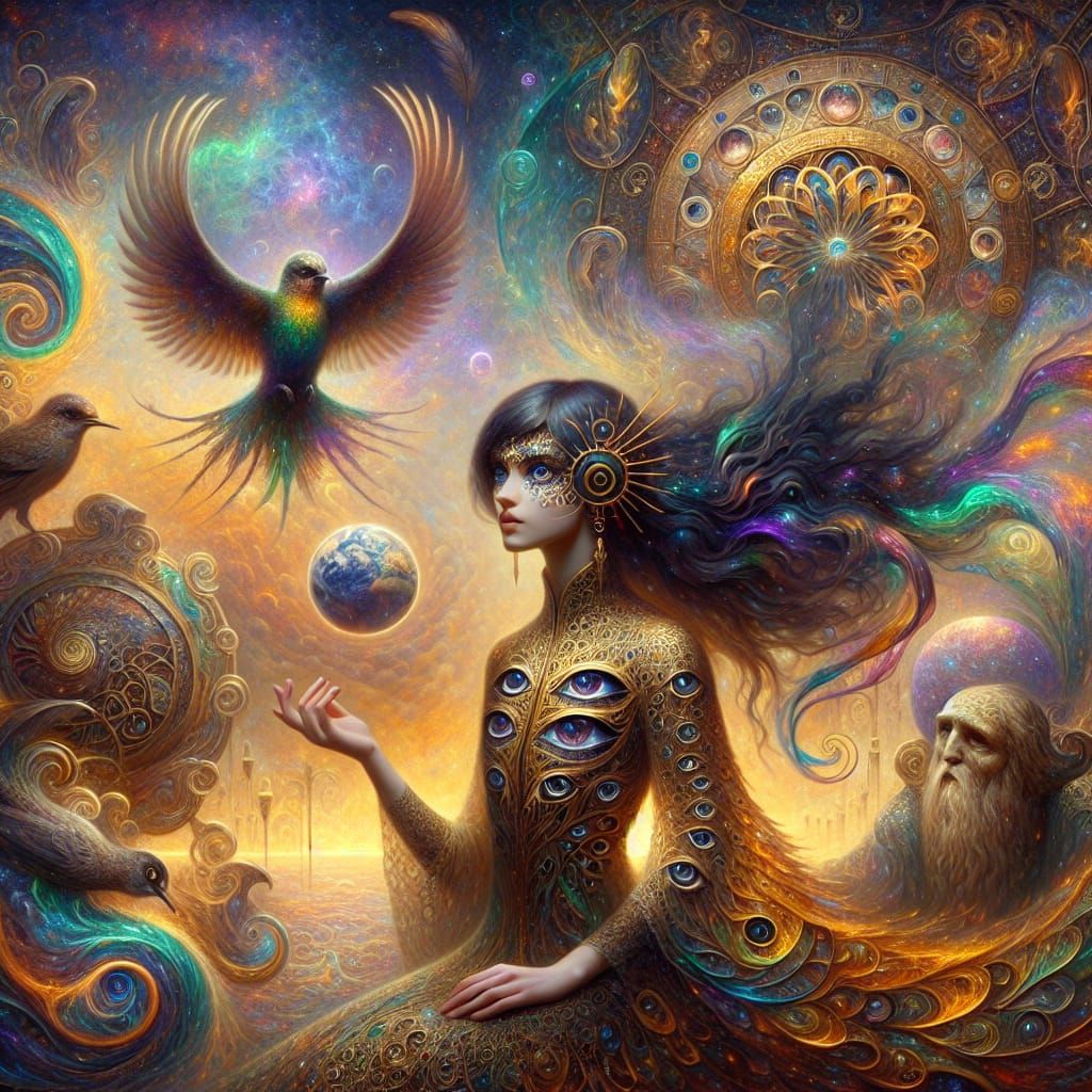 Ethereal Sorceress Reigns Over Dreamlike Landscape in Art No...