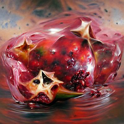 Surreal Pomegranate Meltdown: Oil Painting
