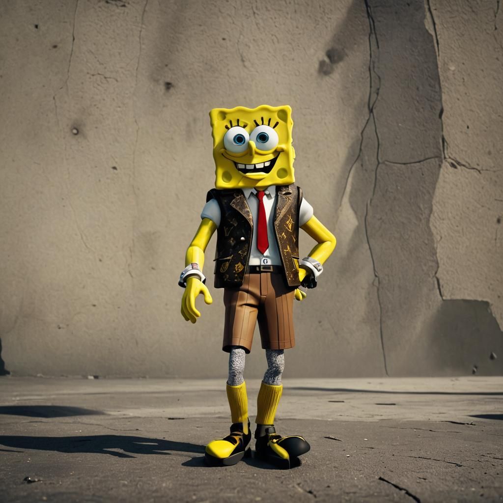 SpongeBob in Louis Vuitton: Cinematic Film Still