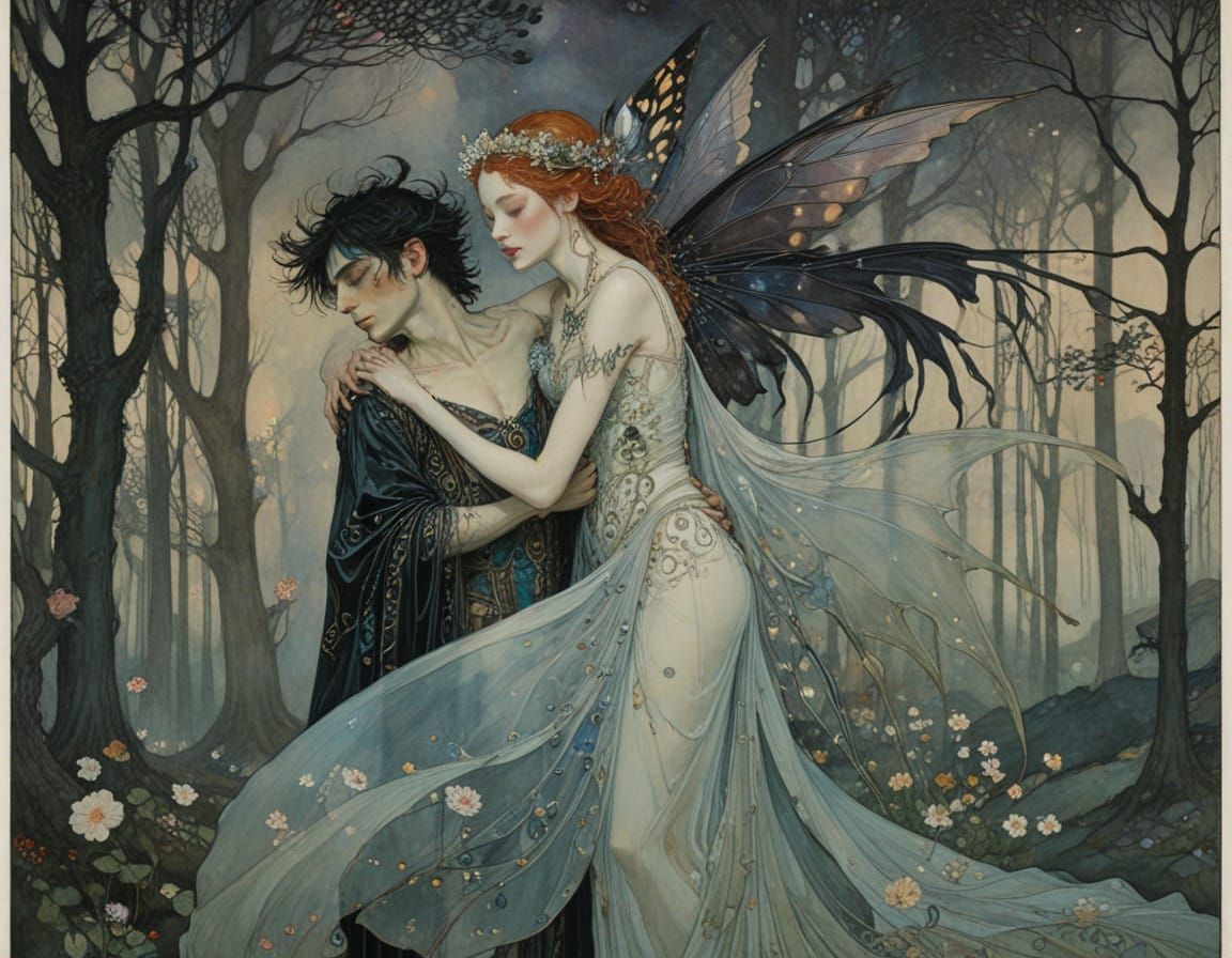 Whispering Fae Royalty in Enchanted Majesty