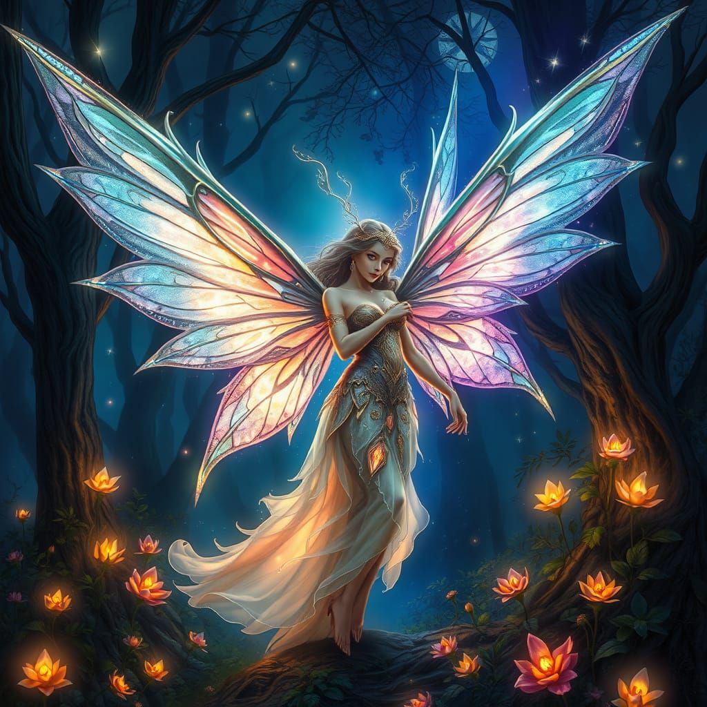 Majestic Fairy Enchantress in Mystical Forest