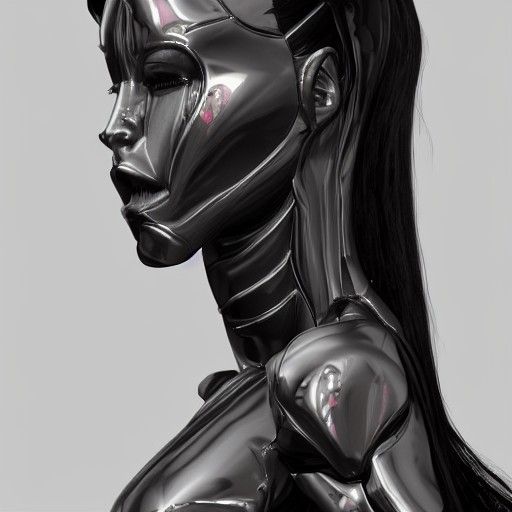 Detailed Metallic Female Humanoid in Digital Art Style