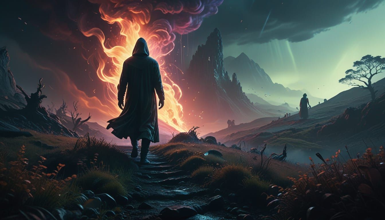 Ghostly Figure Emerges from Surreal Landscape Movie Poster