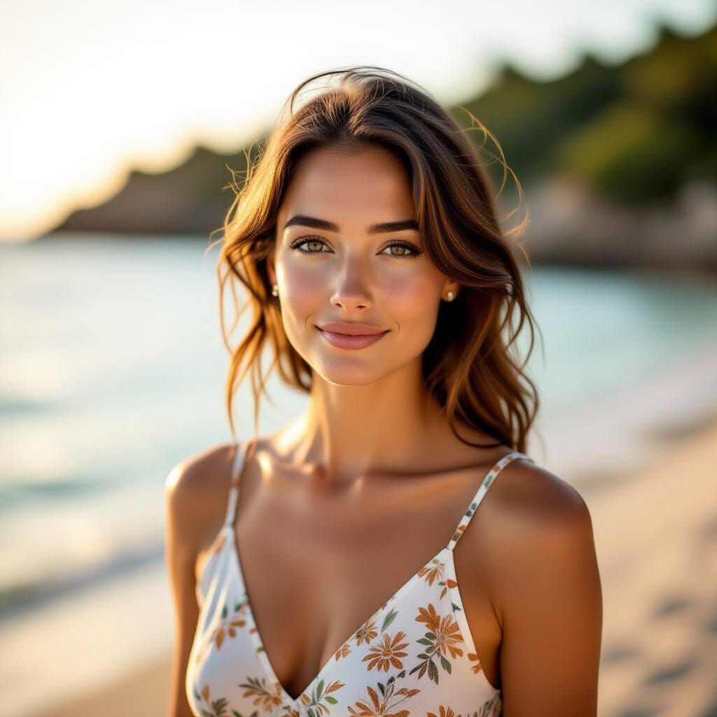 Seaside Serenity: Woman in Summer Attire