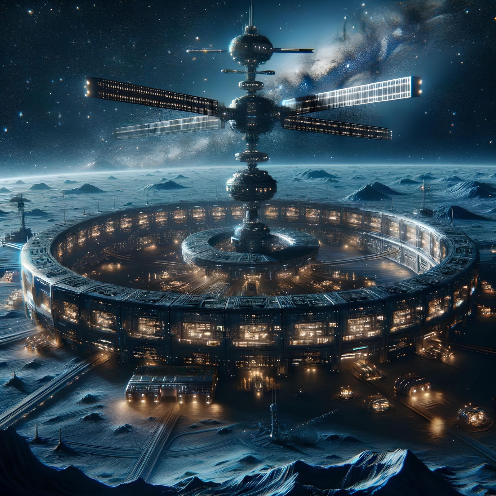 Photorealistic Alien Space Station in Deep Space