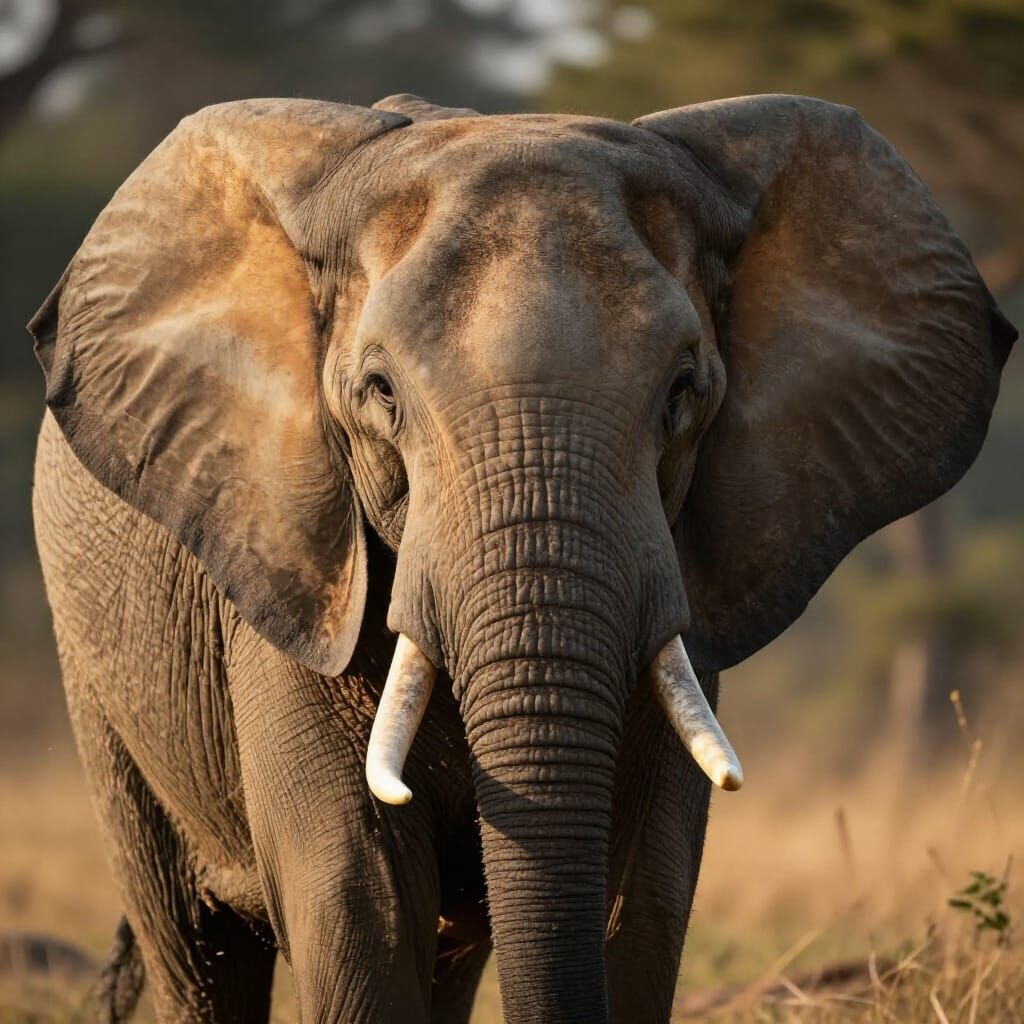 Majestic Elephant Close-Up in Golden Hour Light