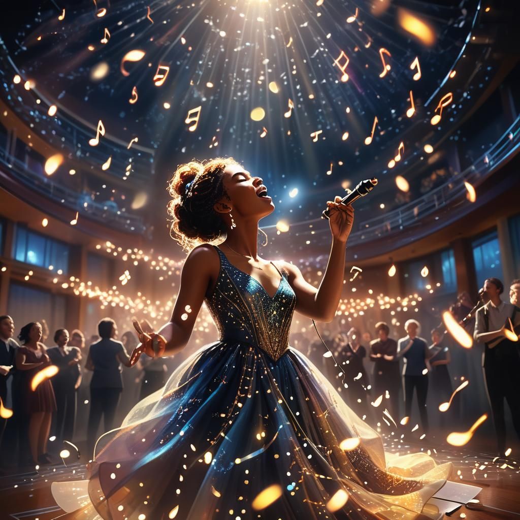 Mystical Singer in Concert Hall Concept Art