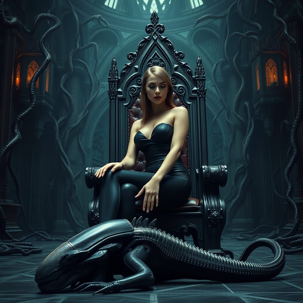 Gothic Hall: Woman, Xenomorph, Biomechanical Vines