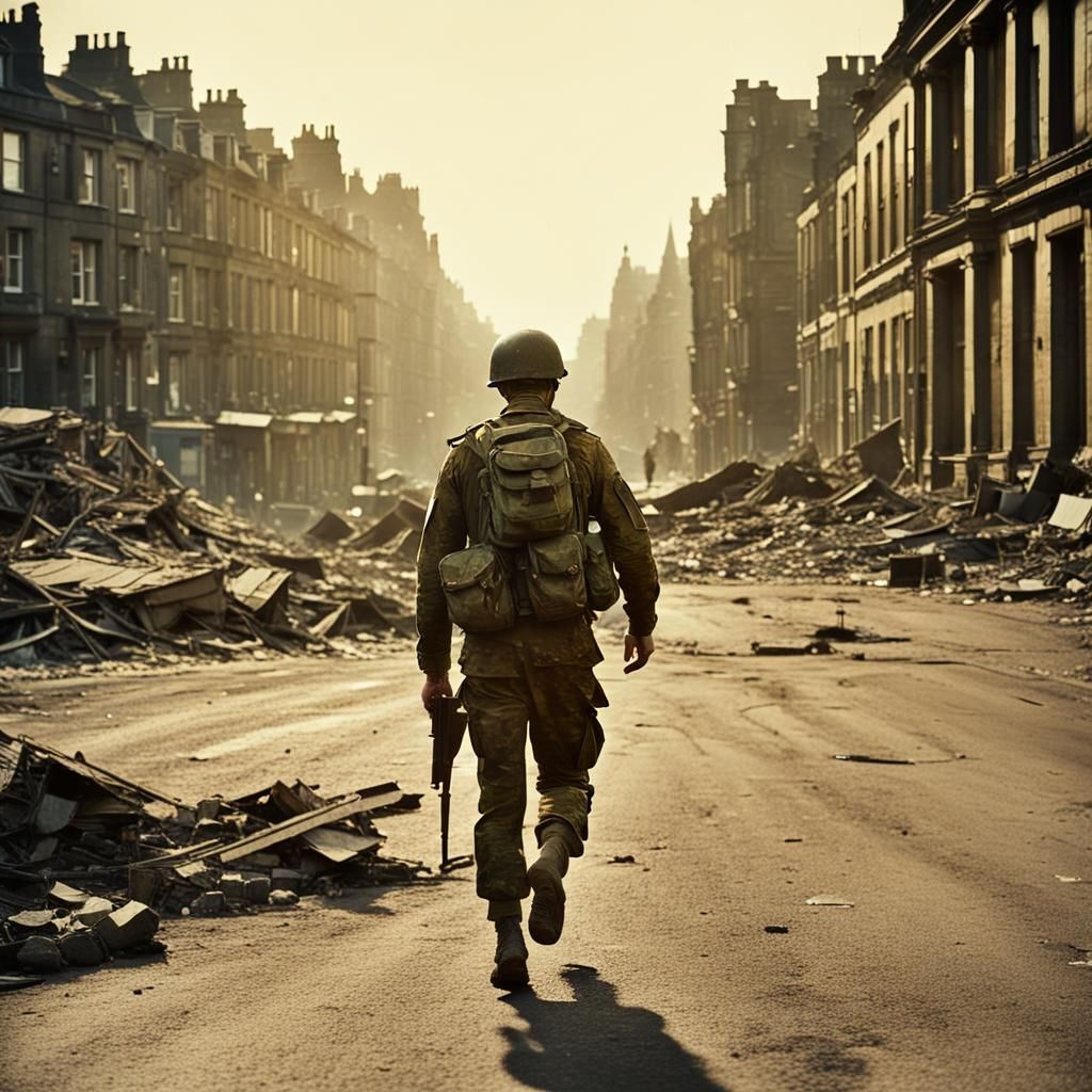 British Soldier in War-Torn Edinburgh