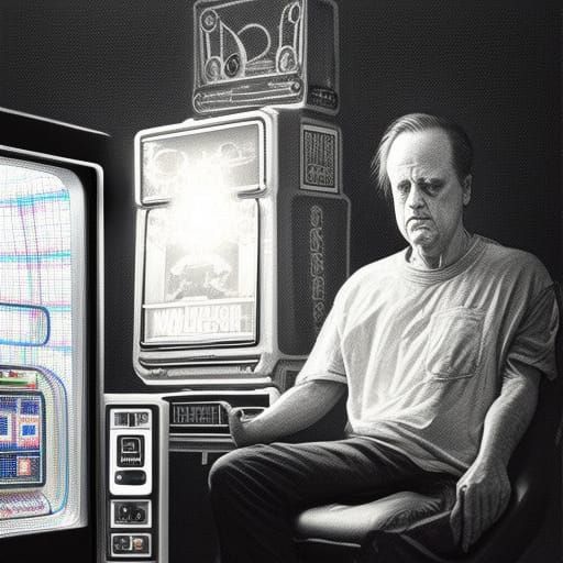 McLuhan Meditating in Tetris Machine: Art Nouveau Portrait
