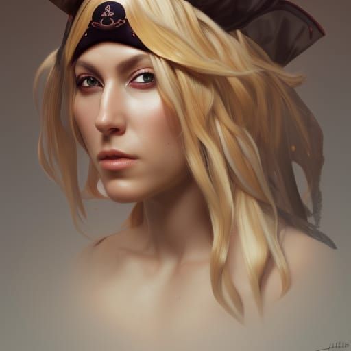 Photorealistic Female Pirate Portrait in Harbor, 8K