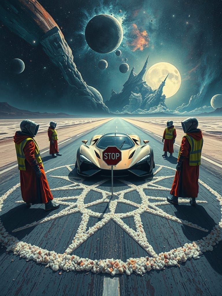 Surreal Sci-Fi Ritual Entrapping Supercar, Abstract Style