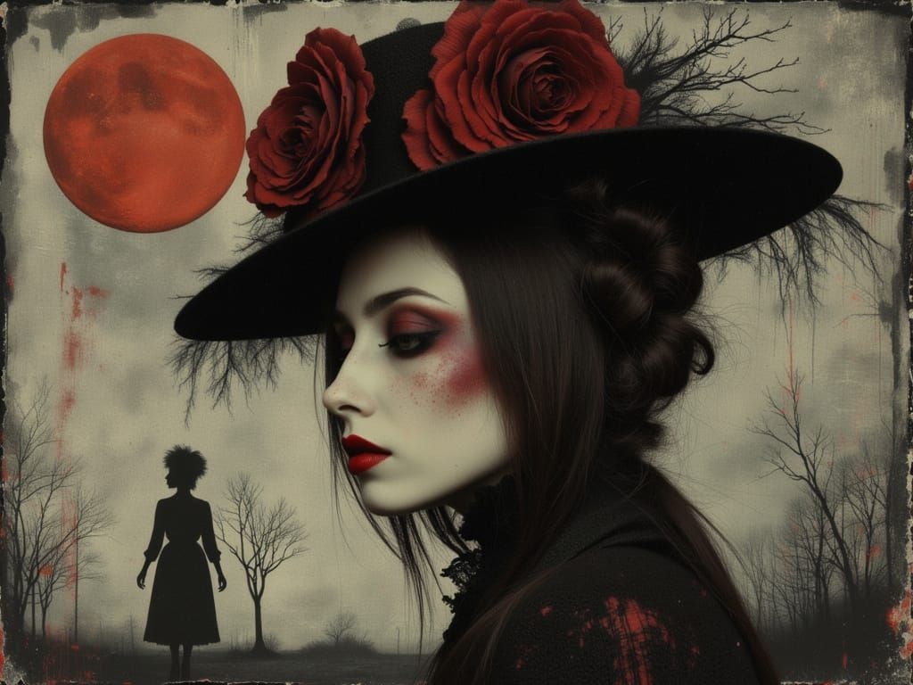 Gothic Woman in Nightmare Circus Couture