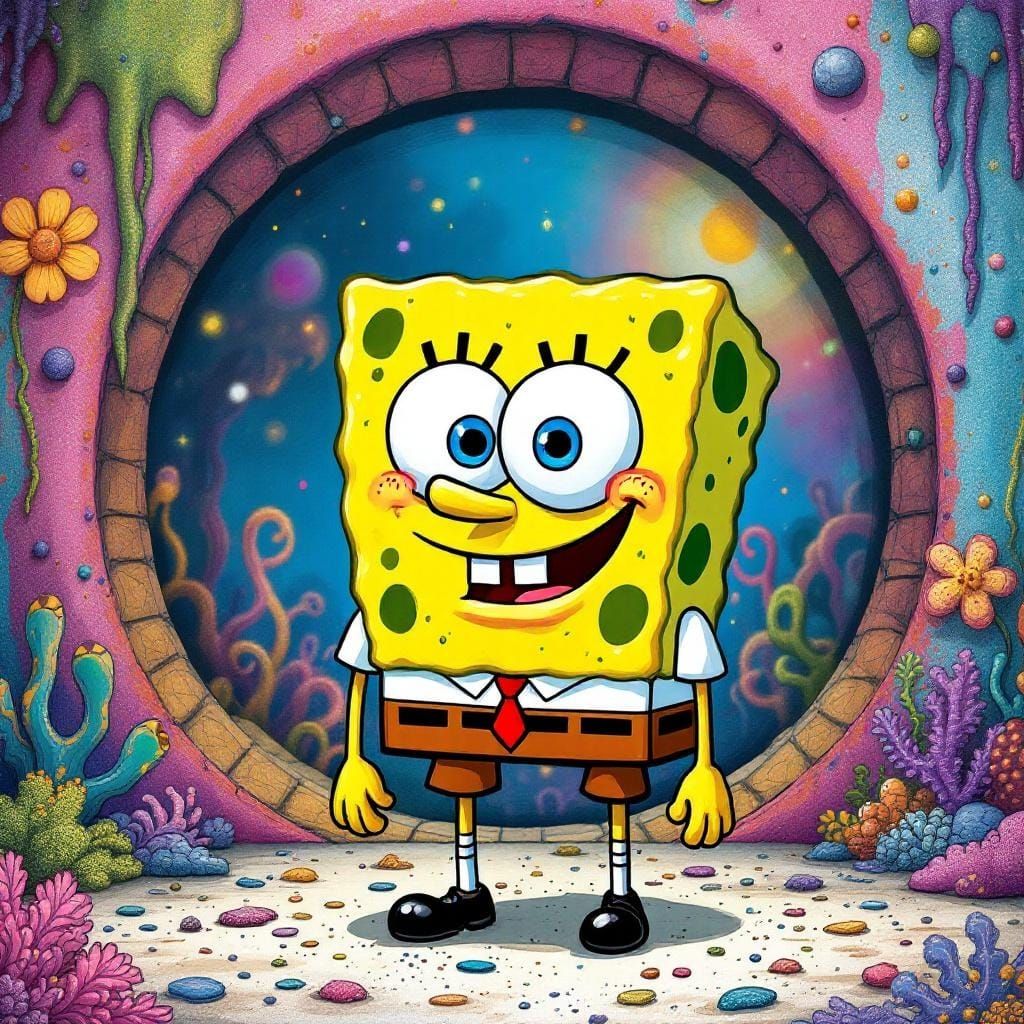 SpongeBob in Dreamlike Pop Surrealism Style