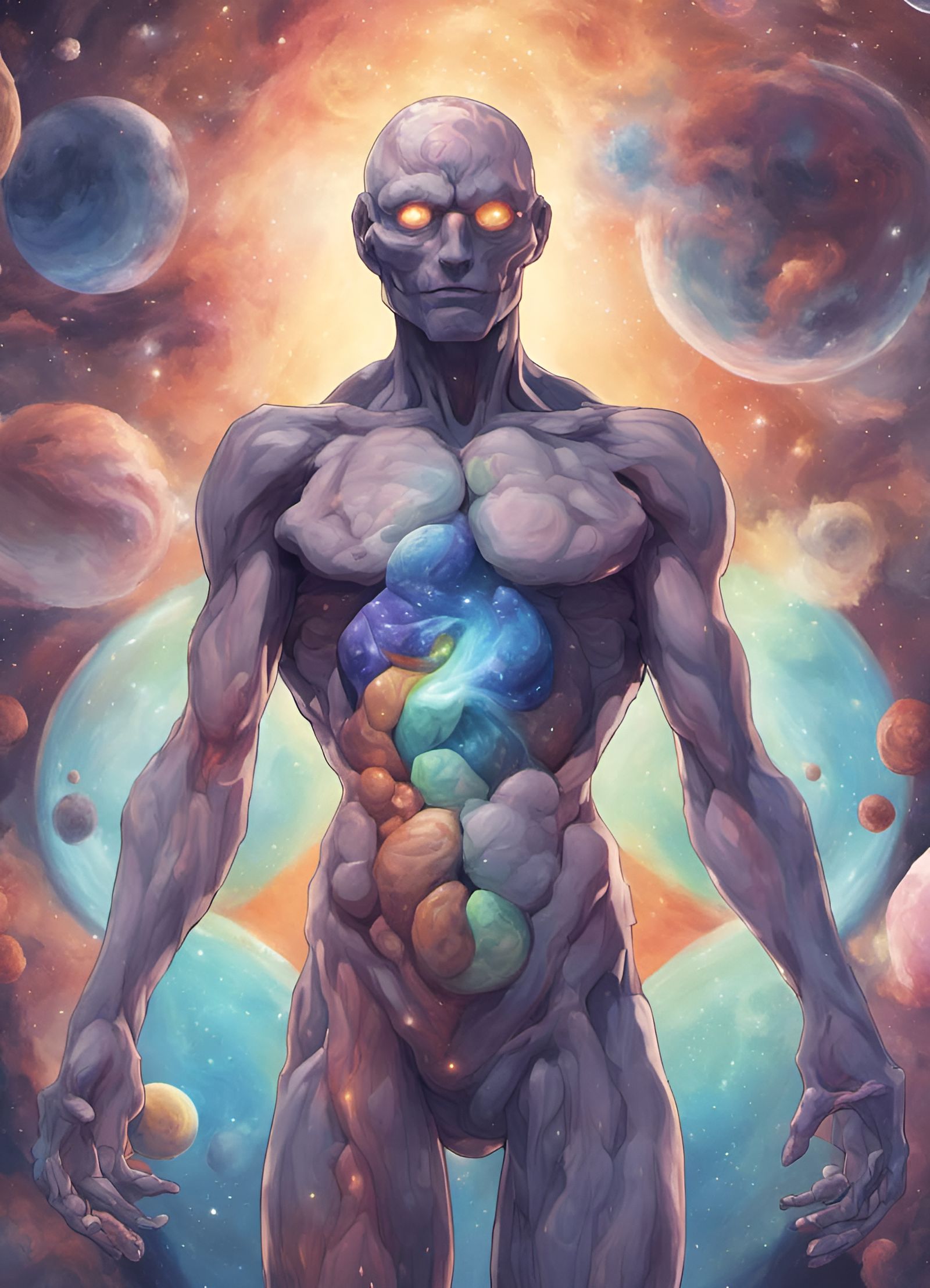 Sentient Being Emerges in Space, Michelangelo Style