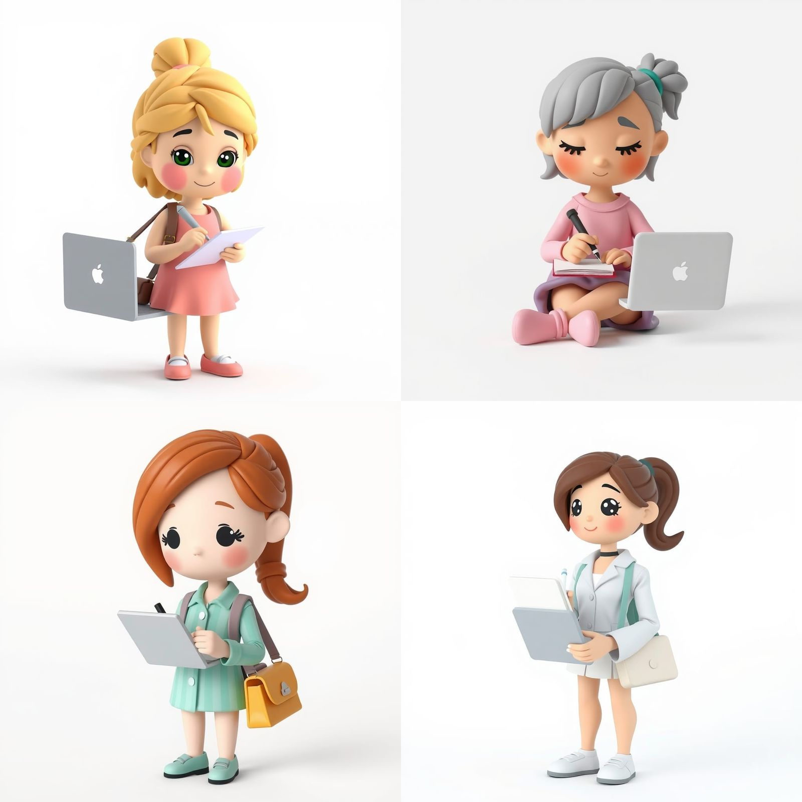 Adorable Clay Woman Writing Notes in Kawaii Style