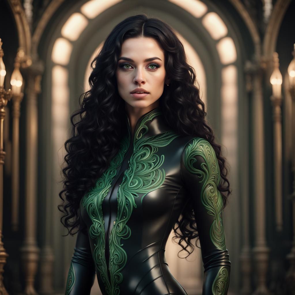 Beautiful Woman with Green Eyes, Digital Art