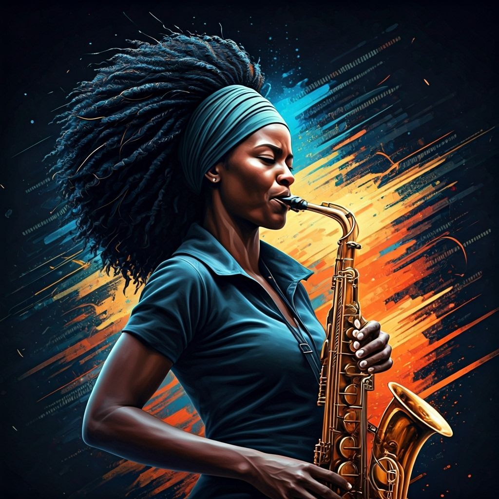 Black Female Saxophonist in Digital Rome