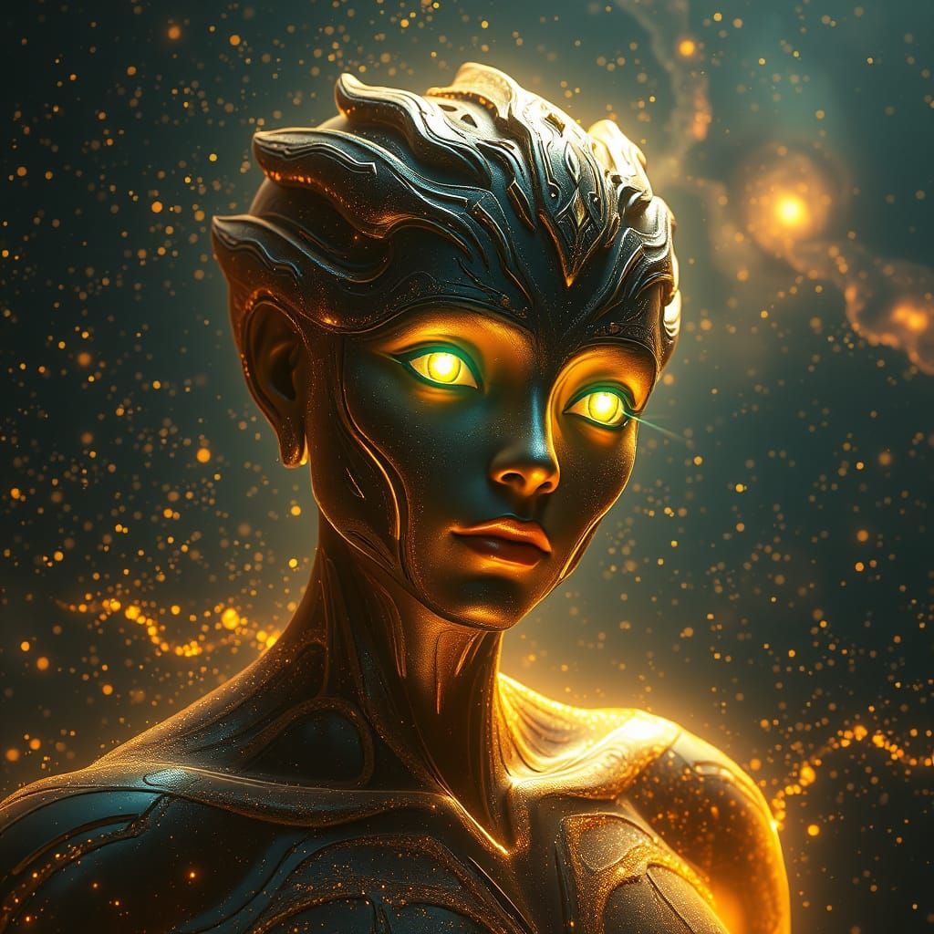 Surreal Goddess Radiates Cosmic Energy in a Celestial Dreams...