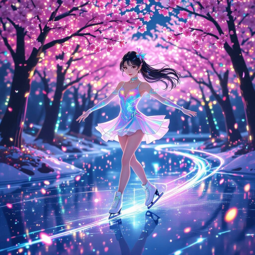Magical Girl Figure Skater on Frozen Lake