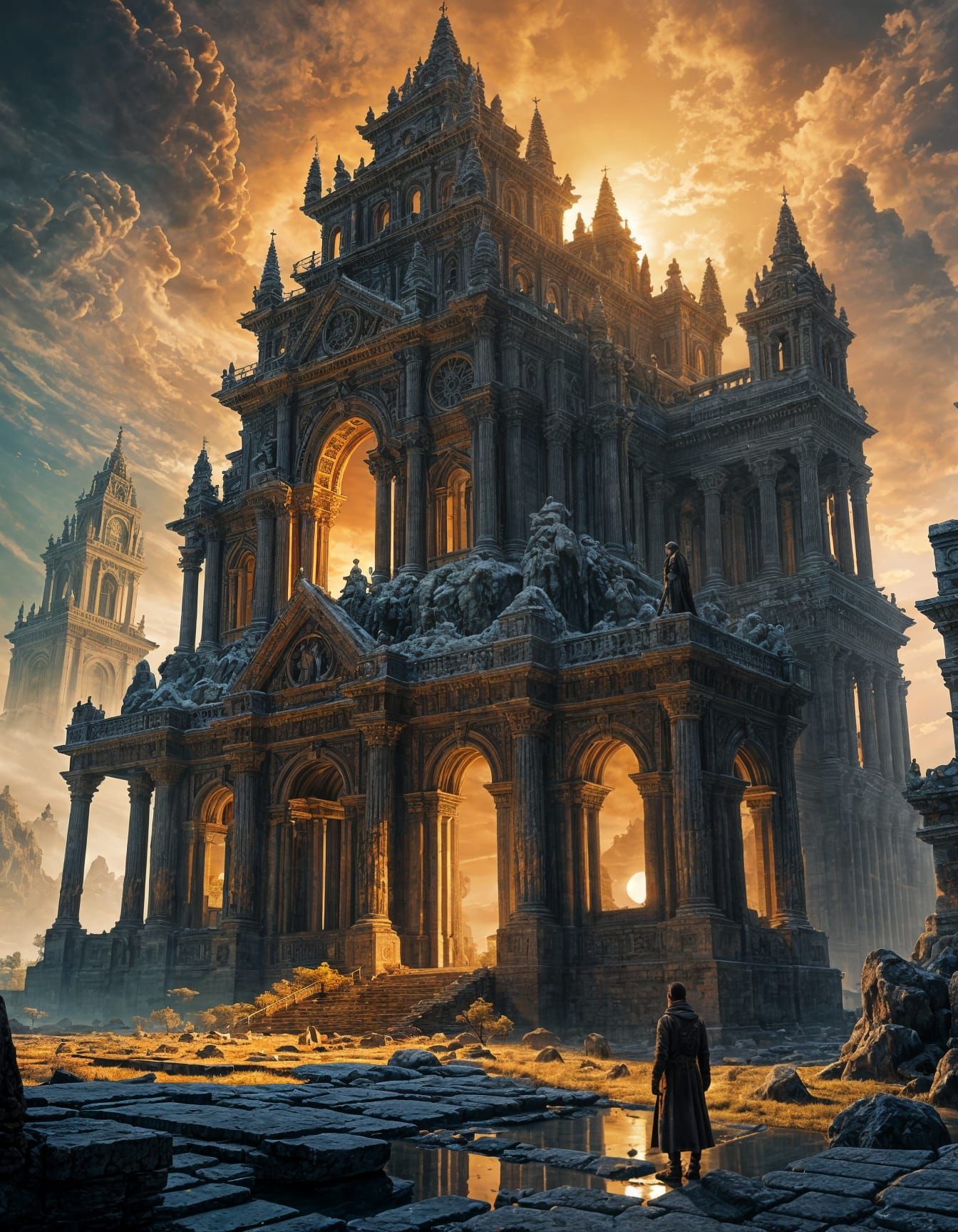 Ancient Temple Built on Gold, Silver, and Jade, Soaked in Hu...