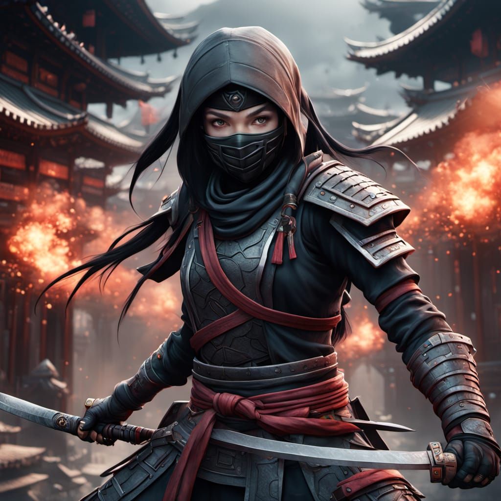 Ethereal Female Warrior in Whimsical Fantasy Realm