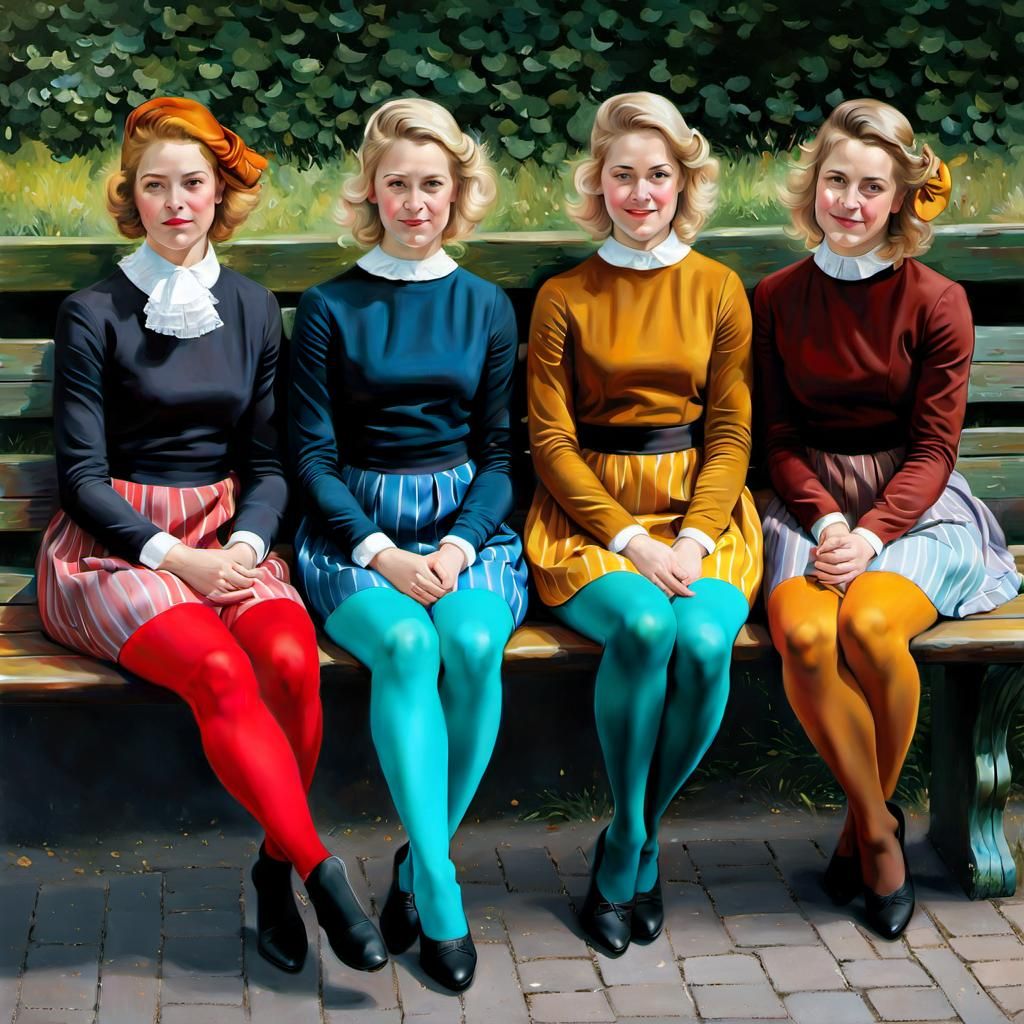 Danish Girls in Copenhagen: Oil Painting
