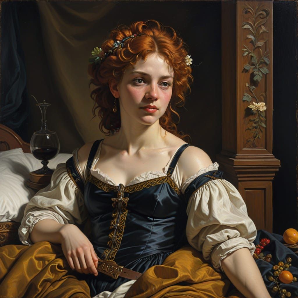 Bacchus in the Style of Caravaggio Painting