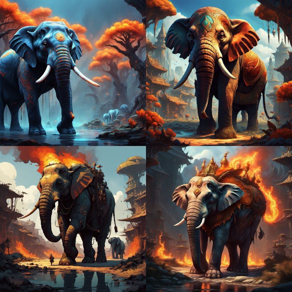 Fantastical Creatures Emerge from Fiery Inferno in Vibrant, ...