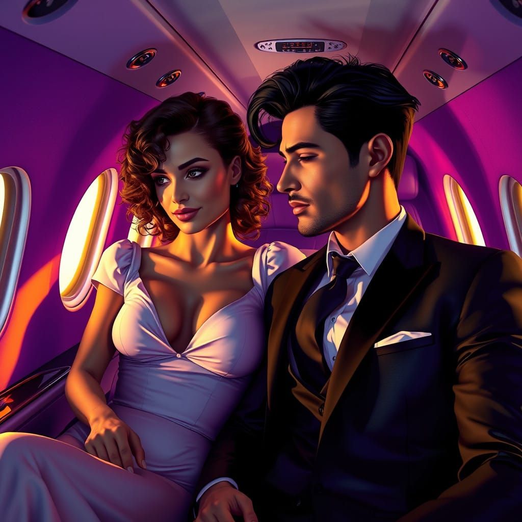 Couple in Private Airplane Luxury