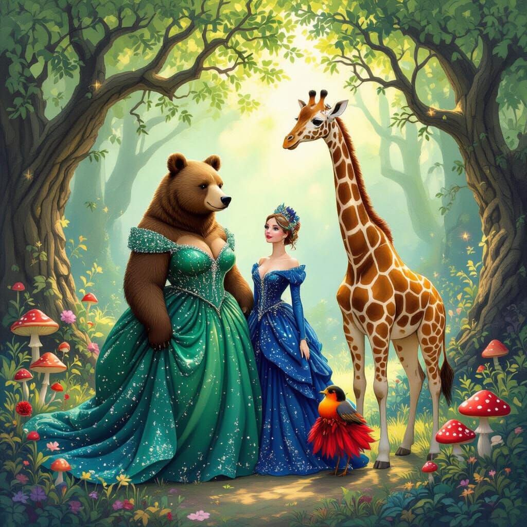 Whimsical Forest Animals in Enchanted Attire