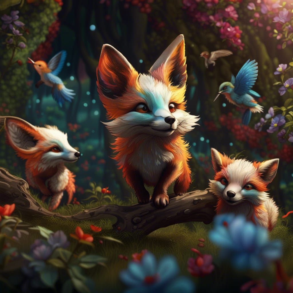 Fantastical Foxes and Hummingbirds in Detailed Matte Paintin...