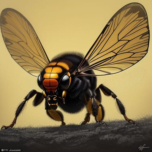 Japanese Giant Hornet in Golden Light