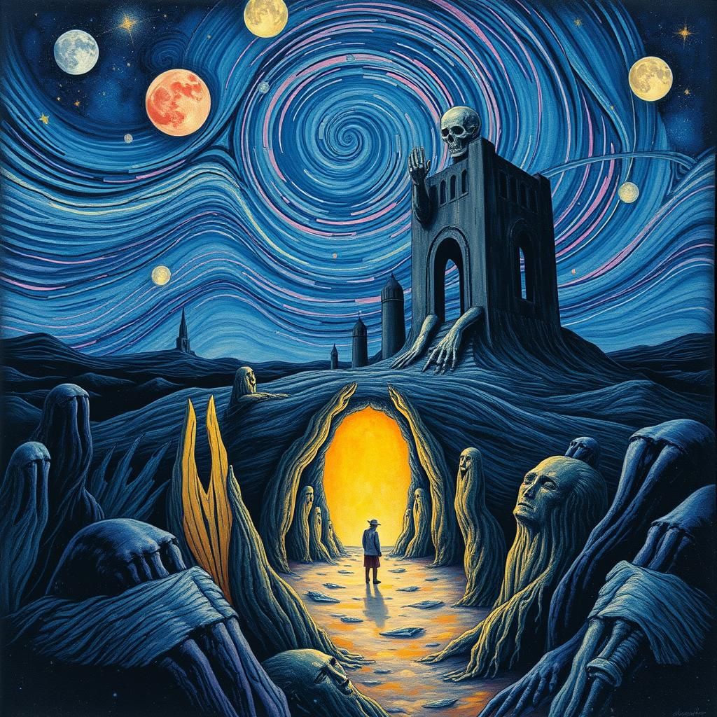 Surreal Man in Dreamscape, Alcohol Ink Art