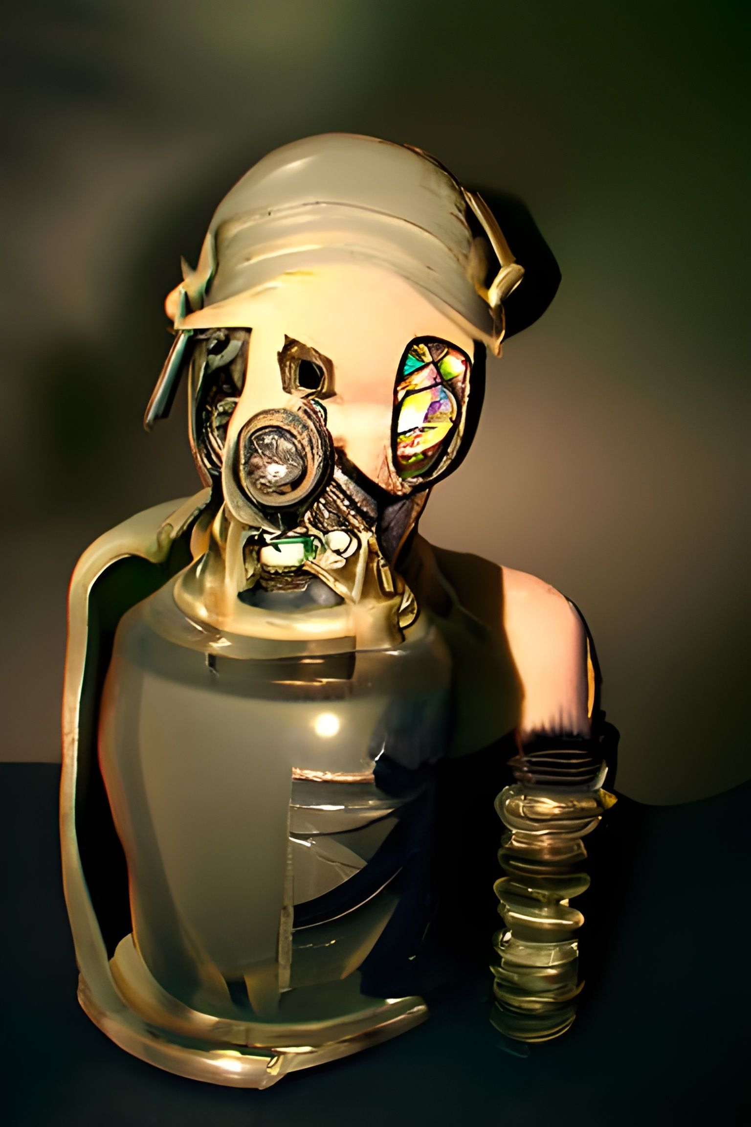 Eerie Mechanical Gas Mask in Steampunk Biopunk Style