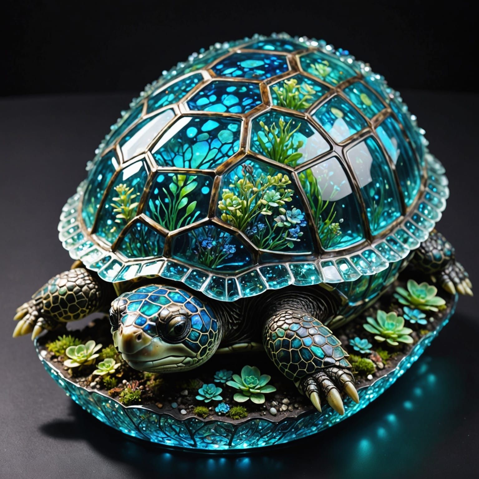A Glittering Turtle Shell in Crystal Glass