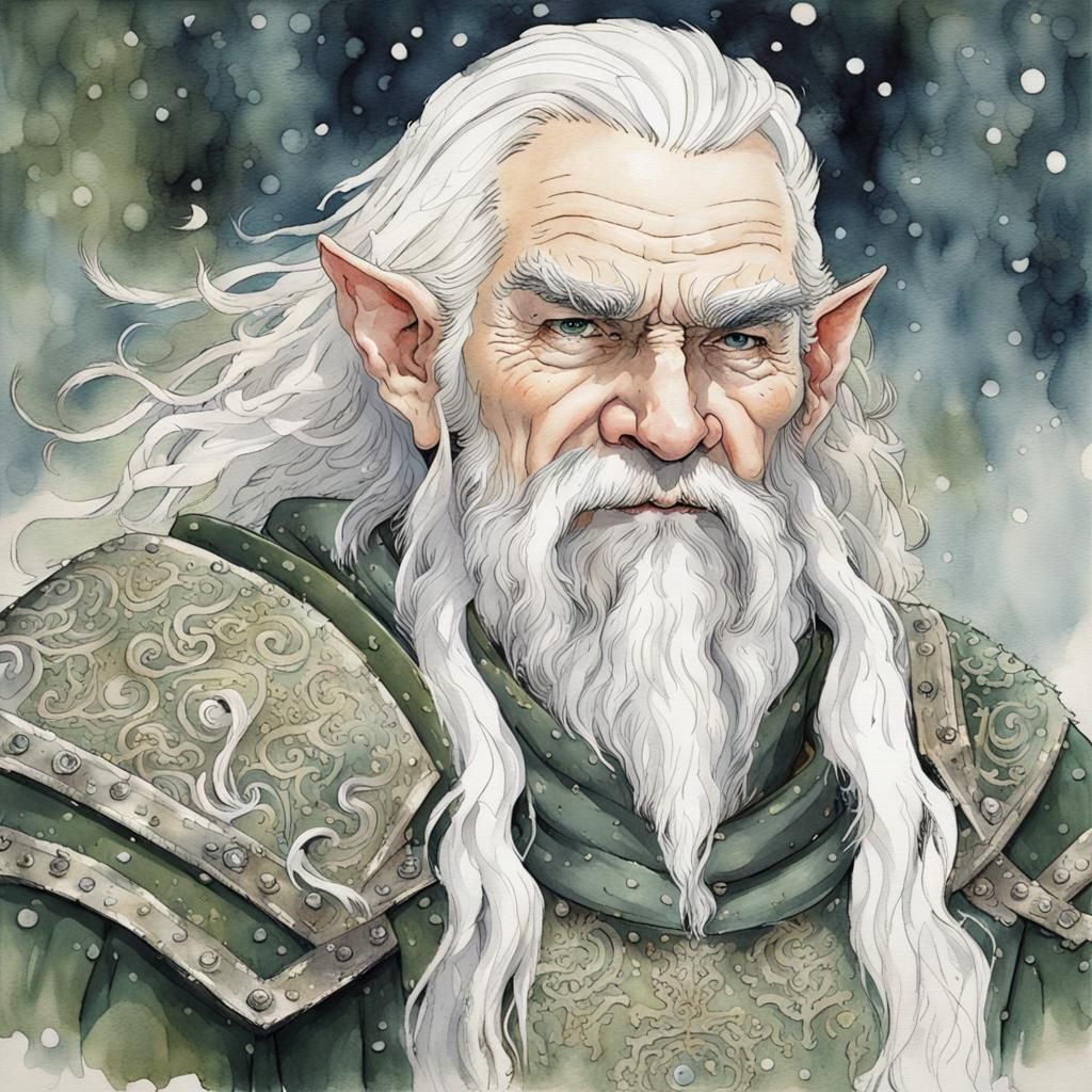 Ornate Watercolor Portrait of a Dwarven Paladin