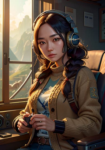 Colorful Parrot on Branch: Digital Art