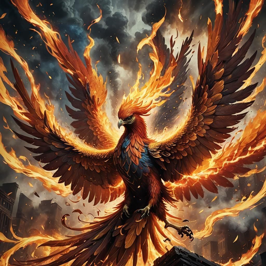 Fiery Phoenix Rising: Fantasy Concept Art