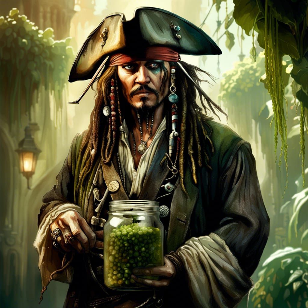 Captain Jack Sparrow and the Beanstalk, Digital Art