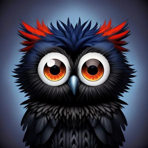 Whimsical Baby Owl with Googly Eyes, Fantasy Art