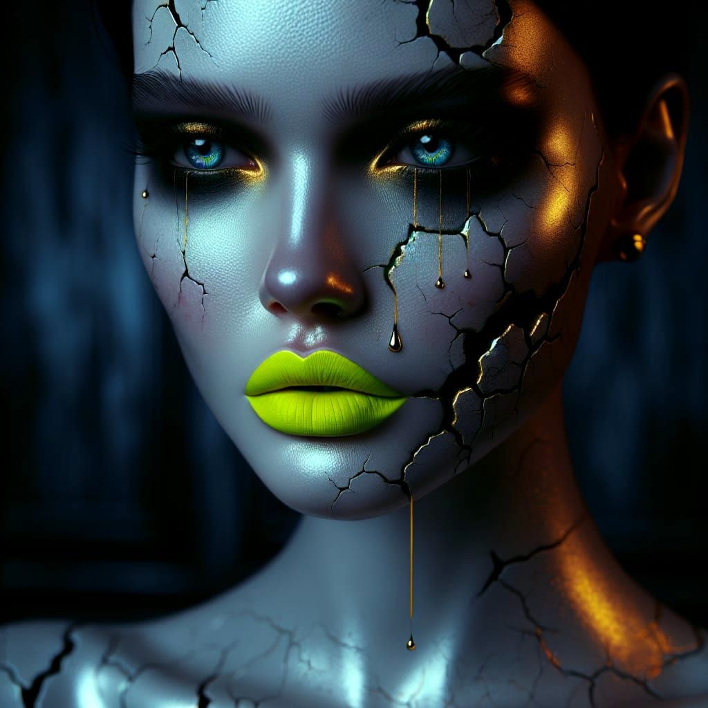 Porcelain Woman with Golden Tears